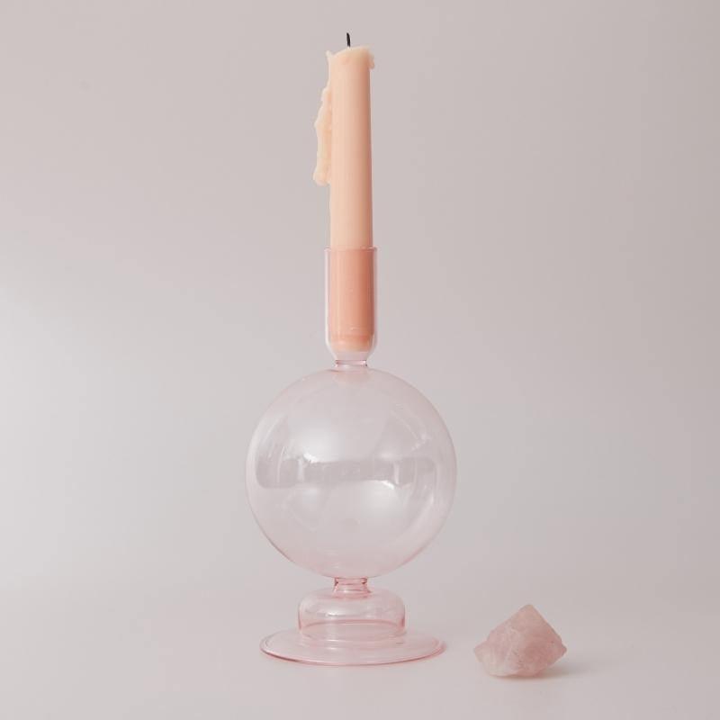 Frendorf | Rosivina Pink Glas Kerzenhalter & Vasen Set | Elegantes Design | Vielseitige Tischdekoration