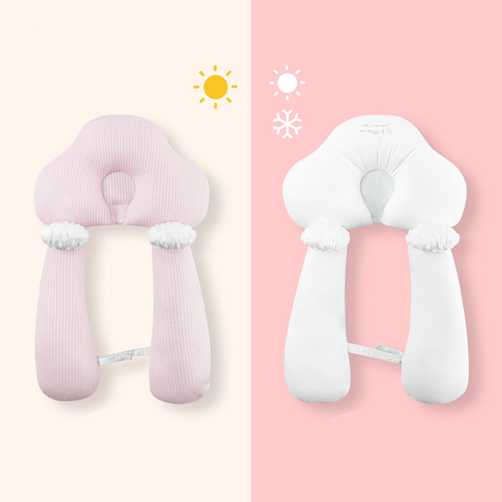 Frendorf | Bio-Baumwolle U-förmiges Baby-Kissen - Weiche & sichere Nackenstütze für Säuglinge, verstellbares Hugbuddy-Design für gemütlichen Schlaf