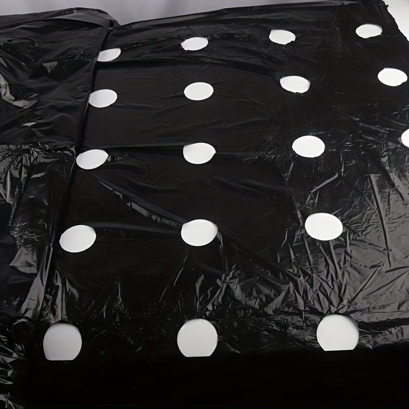 1 Pack, 10m Gewächshausfolie 5Löcher Gemüse Pflanzen Wachstums PE Schwarze Kunststofffolie Mulchfolie Anti Gras