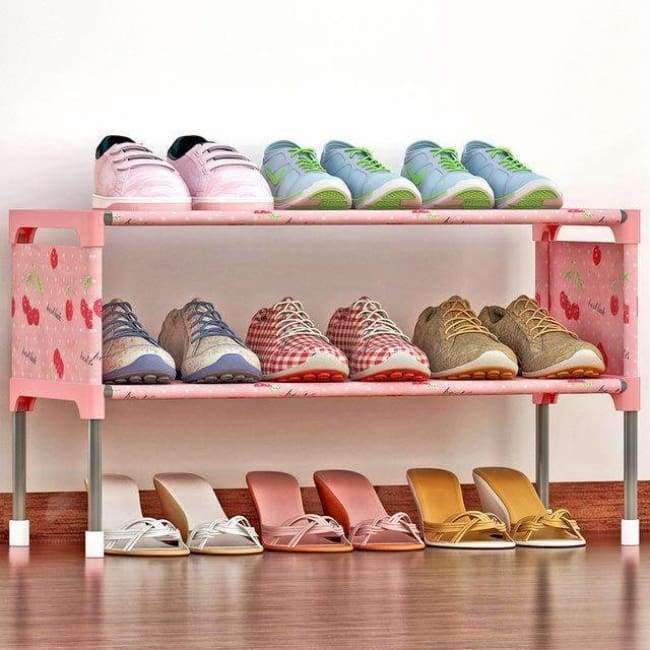 COSTWAY Non-woven 2-Tier Schuhregal Schuhschränke Standregal Schuhorganizer Wohnzimmer Schlafzimmer Stauraummöbel W0197