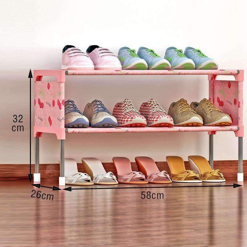 COSTWAY Non-woven 2-Tier Schuhregal Schuhschränke Standregal Schuhorganizer Wohnzimmer Schlafzimmer Stauraummöbel W0197