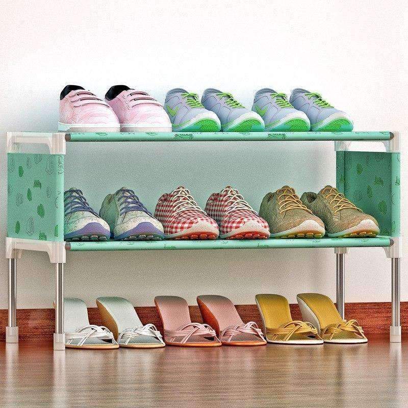 COSTWAY Non-woven 2-Tier Schuhregal Schuhschränke Standregal Schuhorganizer Wohnzimmer Schlafzimmer Stauraummöbel W0197