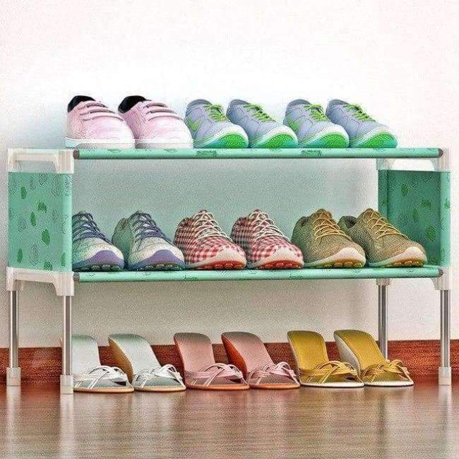 COSTWAY Non-woven 2-Tier Schuhregal Schuhschränke Standregal Schuhorganizer Wohnzimmer Schlafzimmer Stauraummöbel W0197