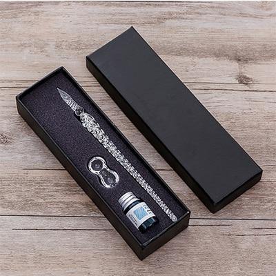 Glas Dip Pen Unterschriftenstift Füllfederhalter Büro Geschäft Schule Schreibwaren Geschenkset Stift + Tinte Set