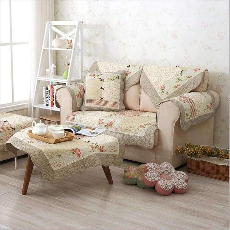 1 Stück Winter Sofa Bezug Baumwolle Grün Floral Gedruckt Hand Patchwork Steppdecke Sofa Matte Rutschfestes Zuhause Sofa Handtuch Heimtextilien