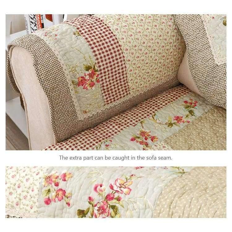 1 Stück Winter Sofa Bezug Baumwolle Grün Floral Gedruckt Hand Patchwork Steppdecke Sofa Matte Rutschfestes Zuhause Sofa Handtuch Heimtextilien