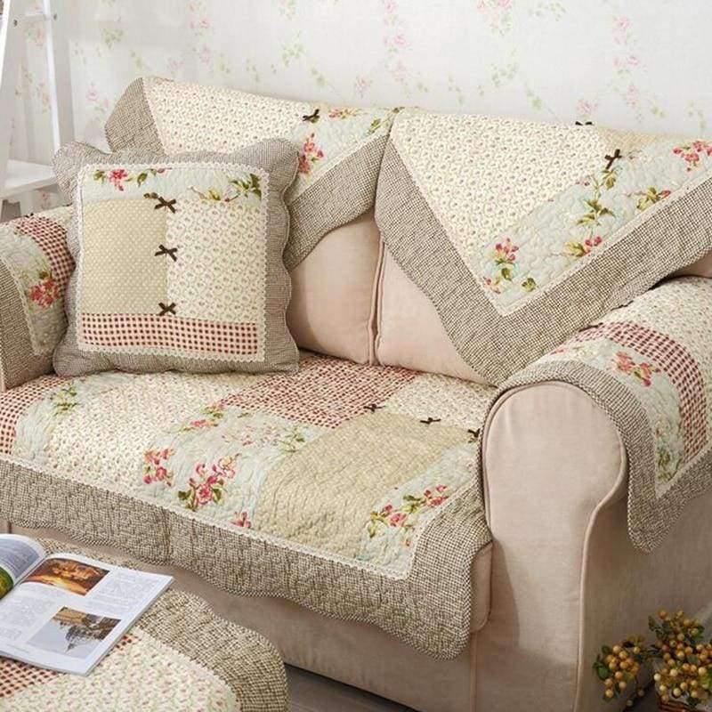 1 Stück Winter Sofa Bezug Baumwolle Grün Floral Gedruckt Hand Patchwork Steppdecke Sofa Matte Rutschfestes Zuhause Sofa Handtuch Heimtextilien