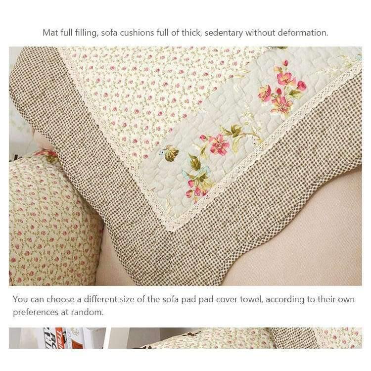 1 Stück Winter Sofa Bezug Baumwolle Grün Floral Gedruckt Hand Patchwork Steppdecke Sofa Matte Rutschfestes Zuhause Sofa Handtuch Heimtextilien