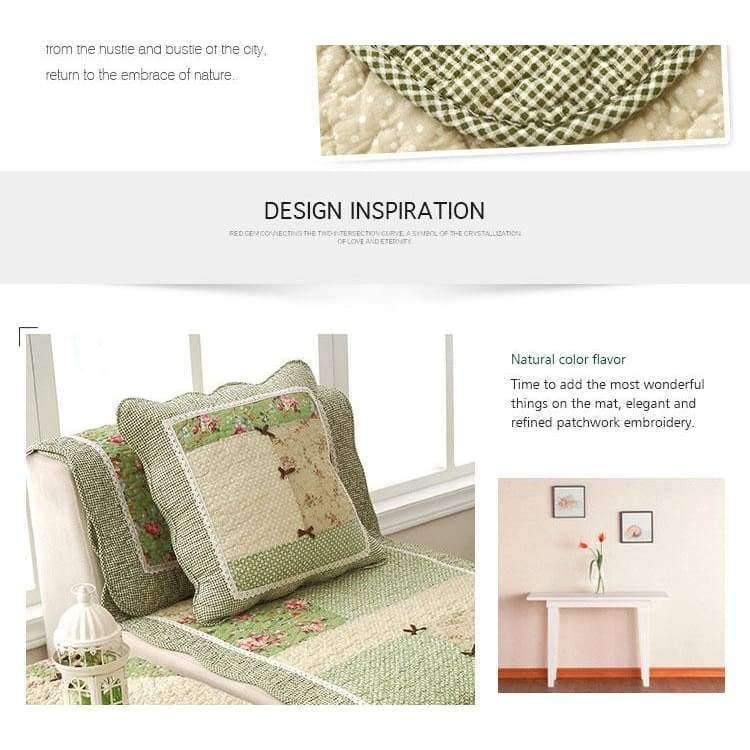 1 Stück Winter Sofa Bezug Baumwolle Grün Floral Gedruckt Hand Patchwork Steppdecke Sofa Matte Rutschfestes Zuhause Sofa Handtuch Heimtextilien