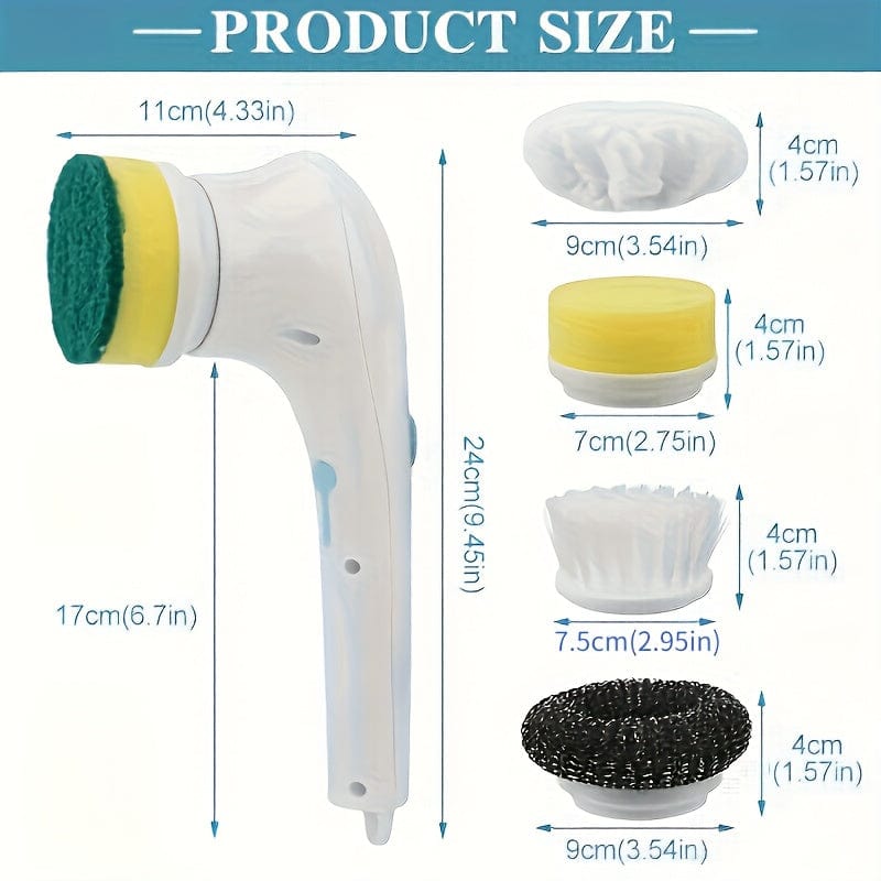 1 Set, Elektrischer Spin Scrubber mit 5 austauschbaren Bürstenköpfen, kabellose elektrische Reinigungsbürste, tragbarer wiederaufladbarer Duschscrubber, für Badezimmer, Küche, Badewanne, Fliesen, Dusche, Reinigungszubehör