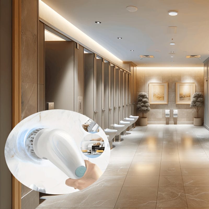 1 Set, Elektrischer Spin Scrubber mit 5 austauschbaren Bürstenköpfen, kabellose elektrische Reinigungsbürste, tragbarer wiederaufladbarer Duschscrubber, für Badezimmer, Küche, Badewanne, Fliesen, Dusche, Reinigungszubehör