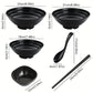1 Set Ramen Schüssel Set mit Essstäbchen Löffel Teller, asiatische schwarze Schalen für Suppe, Reisnudeln, Ramen, Instantnudeln, für Zuhause Küche Restaurant Hotel, Küchenbedarf, Geschirr Zubehör