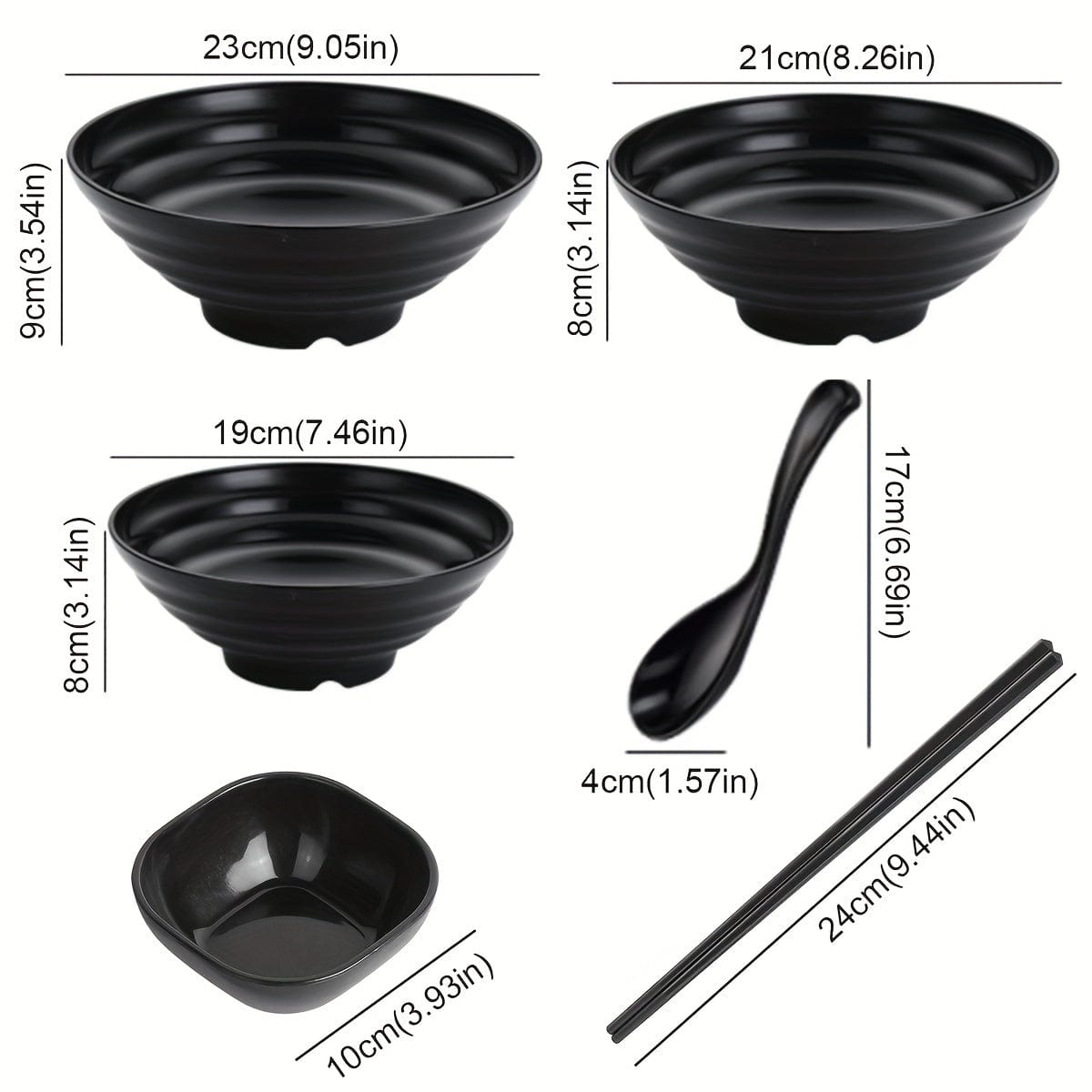 1 Set Ramen Schüssel Set mit Essstäbchen Löffel Teller, asiatische schwarze Schalen für Suppe, Reisnudeln, Ramen, Instantnudeln, für Zuhause Küche Restaurant Hotel, Küchenbedarf, Geschirr Zubehör