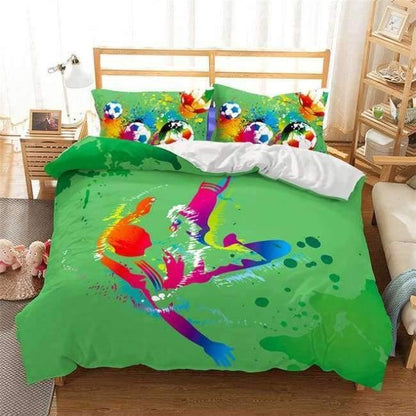 3D Bettwäsche Set Fußball Druck Bettbezug Set lebensechte Bettwäsche mit Kissenbezug Bett Set Heimtextilien #2-5