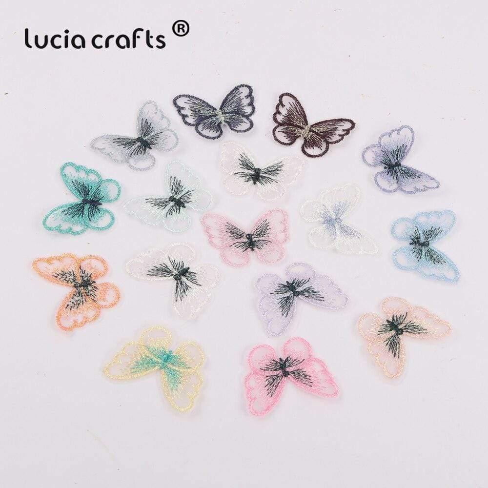 10/12 pieces   Lace Butterfly  Multicolor Fabric Embroidery Patch  Sew On Polyester DIY Patch  L0919