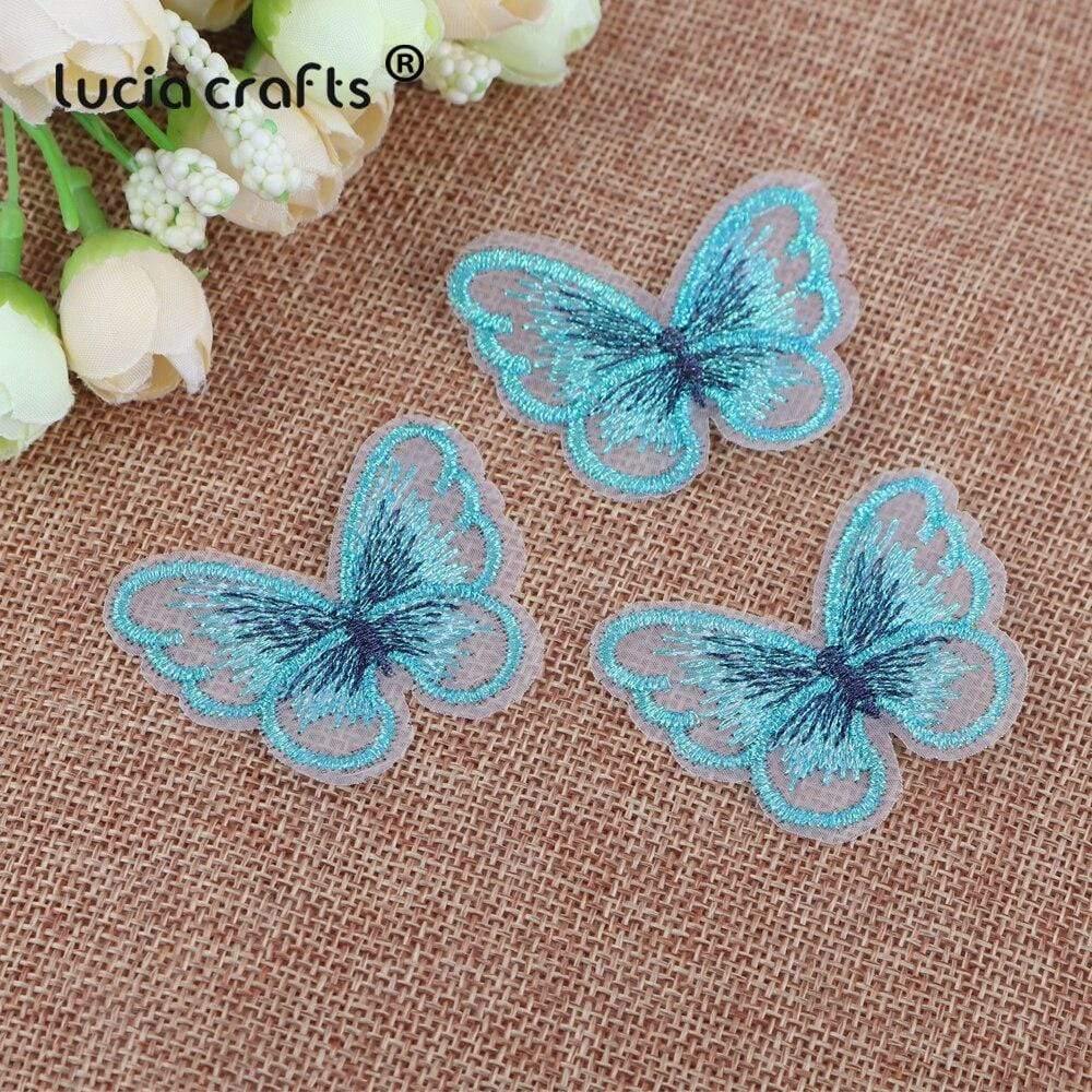 10/12 pieces   Lace Butterfly  Multicolor Fabric Embroidery Patch  Sew On Polyester DIY Patch  L0919