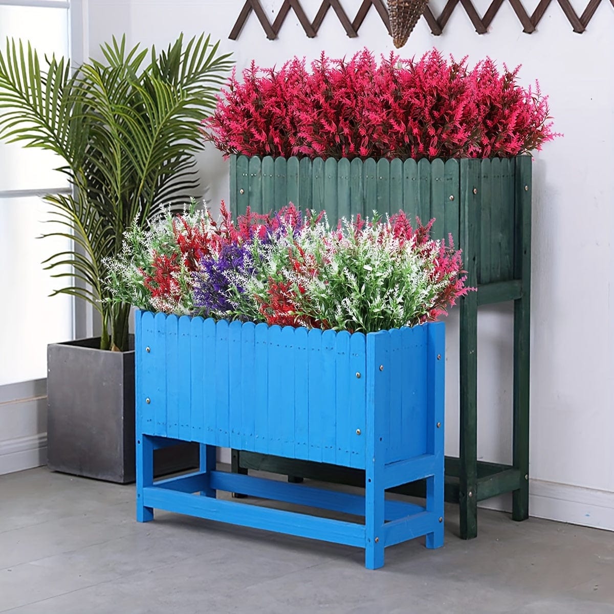 10 Bündel Künstliche Lavendelblumen Außen UV-beständige Fake Blumen Kein Verblassen Falsche Plastikpflanzen Garten Veranda Fensterbank Dekoration Innen Außen Hängender Pflanzer Zuhause Küche Büro Hochzeit Garten Dekor