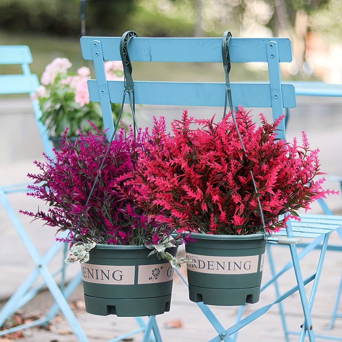 10 Bündel Künstliche Lavendelblumen Außen UV-beständige Fake Blumen Kein Verblassen Falsche Plastikpflanzen Garten Veranda Fensterbank Dekoration Innen Außen Hängender Pflanzer Zuhause Küche Büro Hochzeit Garten Dekor