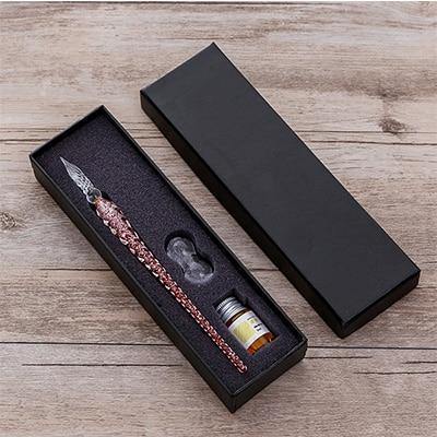Glas Dip Pen Unterschriftenstift Füllfederhalter Büro Geschäft Schule Schreibwaren Geschenkset Stift + Tinte Set