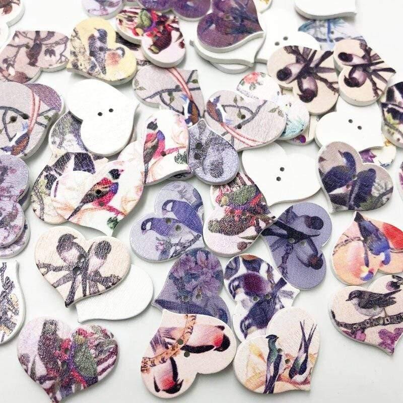 50/100 pieces mixed style wooden buttons suitable for sewing scrapbooking decoration 20mm W477