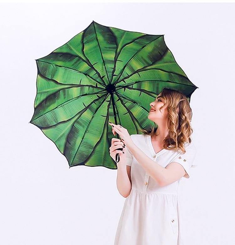 Fashion Bananenblatt Regenschirm Regen Frauen UV-Schutz Blatt Regenschirm für Männer Frauen winddichte faltbare Schirme Damen YS727