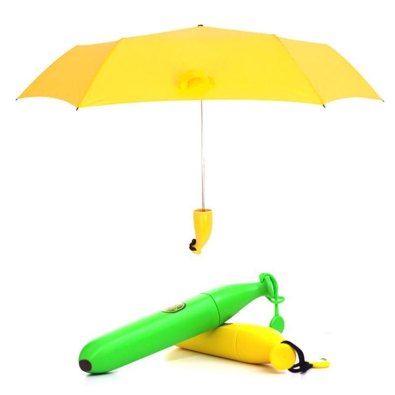 Mode Mini Bananenschirm Parasol Regnerisch Kreativ Obst Faltregenschirme Für Frauen Männer UV Winddichte Regenschirme YD200027