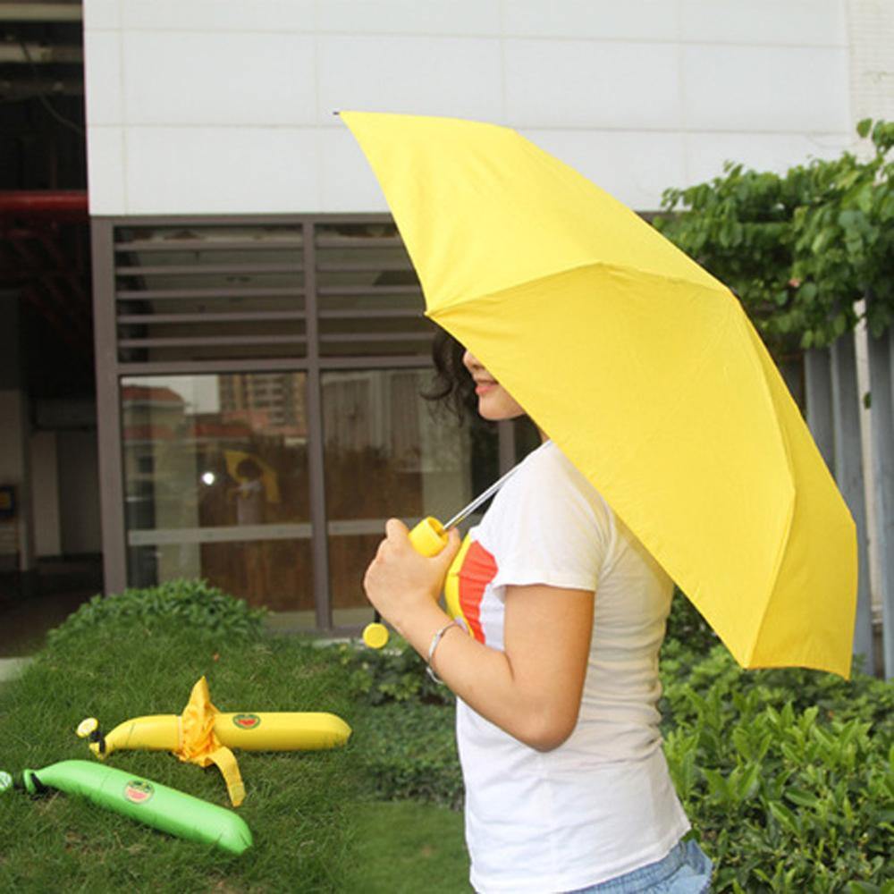 Mode Mini Bananenschirm Parasol Regnerisch Kreativ Obst Faltregenschirme Für Frauen Männer UV Winddichte Regenschirme YD200027