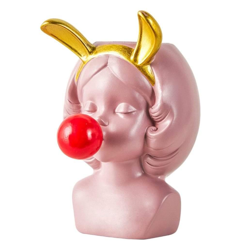 Niedliches Mädchen, das Seifenblasen bläst, Sukkulenten-Übertöpfe, Vinyl-Blumentopf für Wohnzimmertisch-Dekoration, verschiedene Stile erhältlich