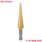 3-piece HSS steel titanium step drill bit tool set 3-12 4-12 4-20 4-32mm step cone cut woodworking wood metal drill case