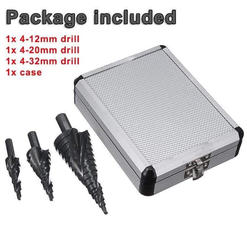 Multi-sizes HSS steel titanium step drill bits 3-12/4-12/4-20/4-32mm step cone cutting tools steel wood metal drilling