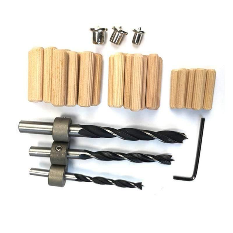 41 pieces/set drilling guide kit dowel drill set jig 6mm 8mm 10mm E,L,T connection pins dowel jig hole saw tools