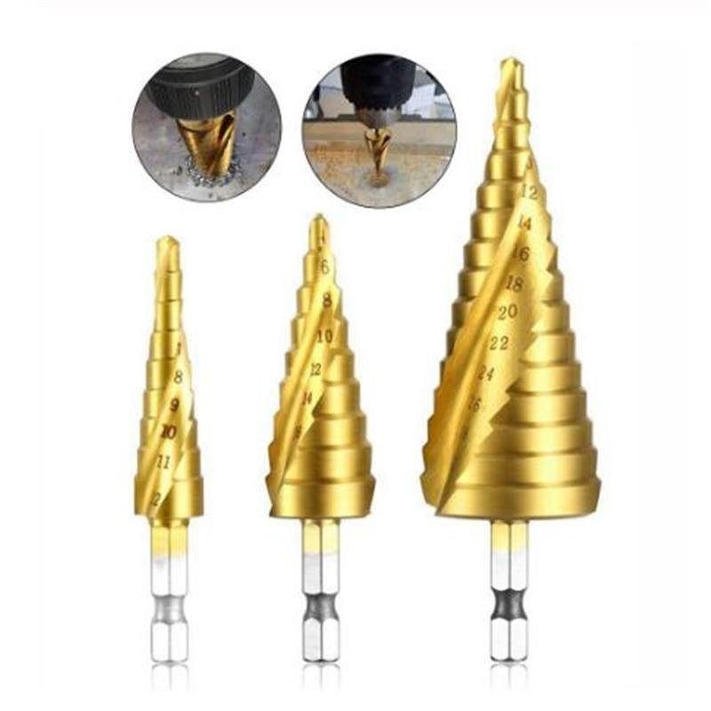 Multi-sizes HSS steel titanium step drill bits 3-12/4-12/4-20/4-32mm step cone cutting tools steel wood metal drilling
