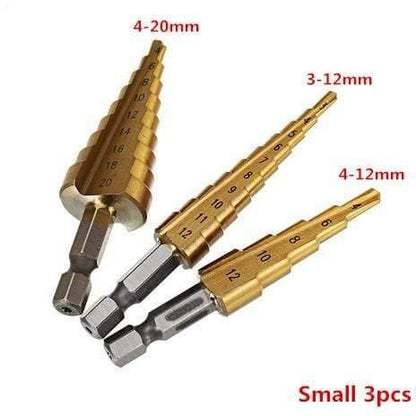 Multi-sizes HSS steel titanium step drill bits 3-12/4-12/4-20/4-32mm step cone cutting tools steel wood metal drilling