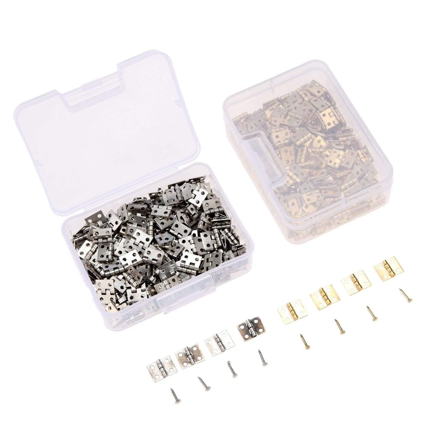100 Stück 8*10mm Messing Schranktür Gepäck Mini Scharnier Schrank Tür Dekorative Scharniere Für Schmuck Holz Box +Nagel+Aufbewahrungsbox