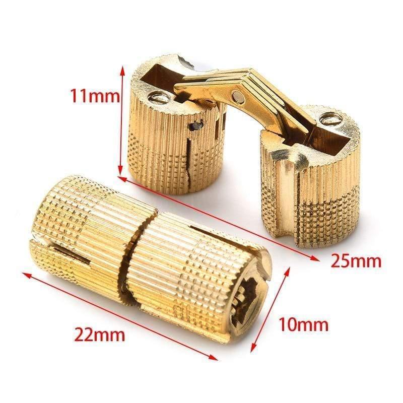 4PCS NAIERDI Kupfer Messing Möbel Scharniere 8-18mm Zylindrische Verborgene Schrank Unsichtbare Tür Kasten Scharniere Für Hardware
