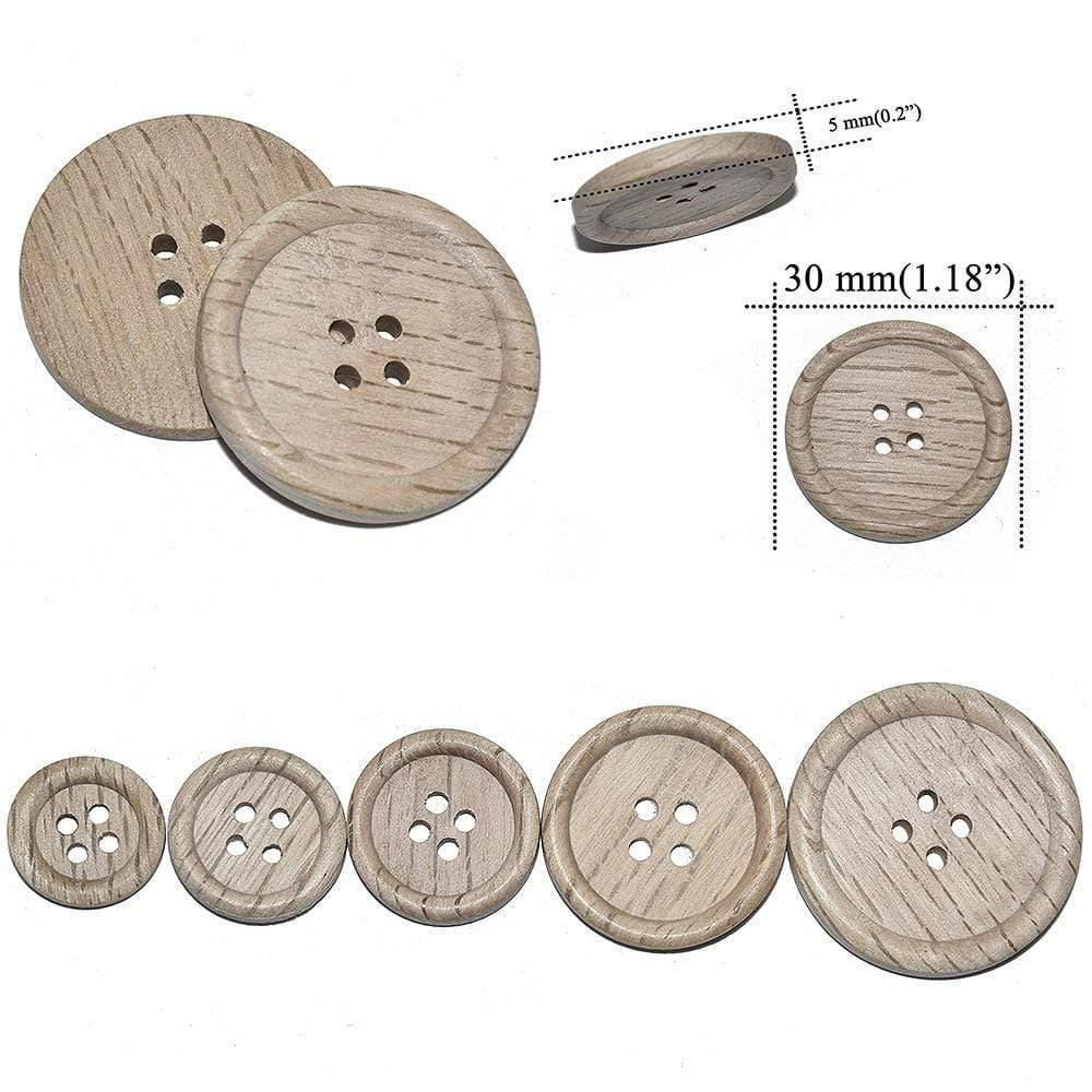 10 pieces 30 pieces natural color chestnut wood textured wooden buttons 15-30mm sewing scrapbooking for clothing handmade 4 holes button