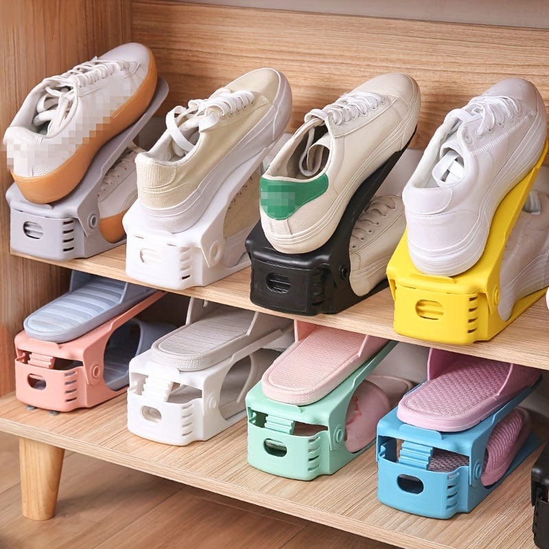 10 Stück verstellbarer Kunststoff Schuhregal - Organisieren Sie Ihre Schuhe mit Leichtigkeit