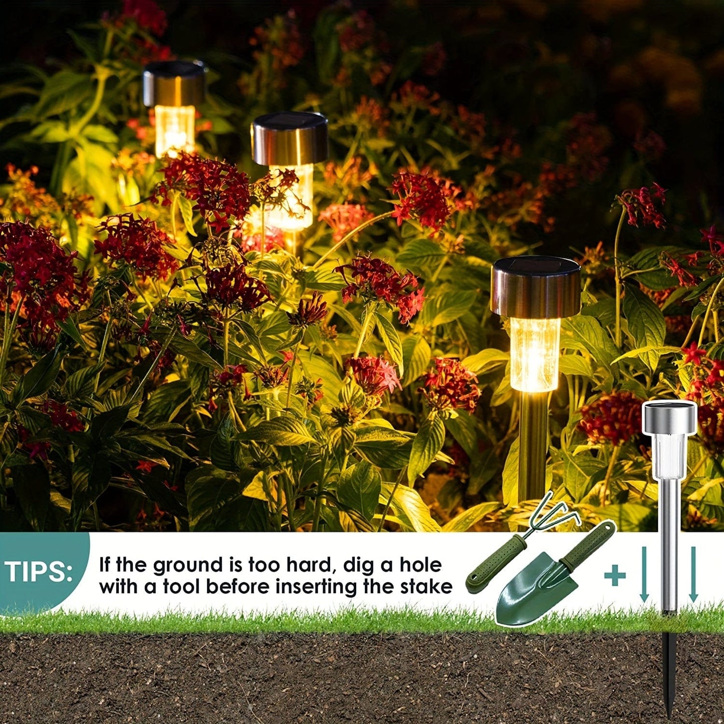 10 Packs Solar Außenlichter, Solar Gartenlichter, Wasserdichte Außenlichter, Solar Landschaftsbeleuchtung, Für Gehweg, Terrasse, Garten, Rasen, Gehweg, Weihnachten, Halloween, Partys