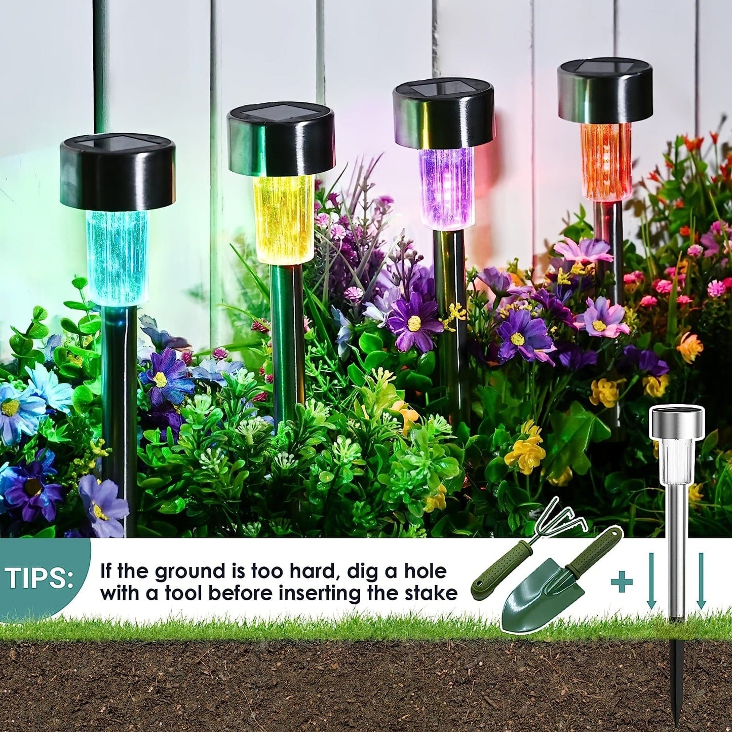 10 Packs Solar Außenlichter, Solar Gartenlichter, Wasserdichte Außenlichter, Solar Landschaftsbeleuchtung, Für Gehweg, Terrasse, Garten, Rasen, Gehweg, Weihnachten, Halloween, Partys