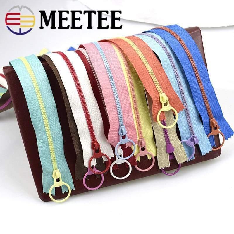 10 pieces Meetee 15-40 cm 3# closed ends resin zipper pull ring zipper slider head for sewing bags wallet purse fabric accessories crafts