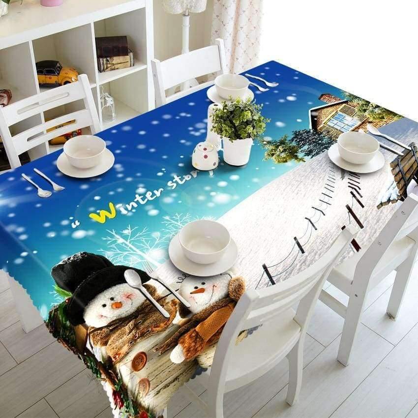 Weihnachtstischdecke Polyester Staubdichte Tischdecke X-mas Dankeschön Abendessen 3D Tischdecke Heim Party Dekor OEM Stoff