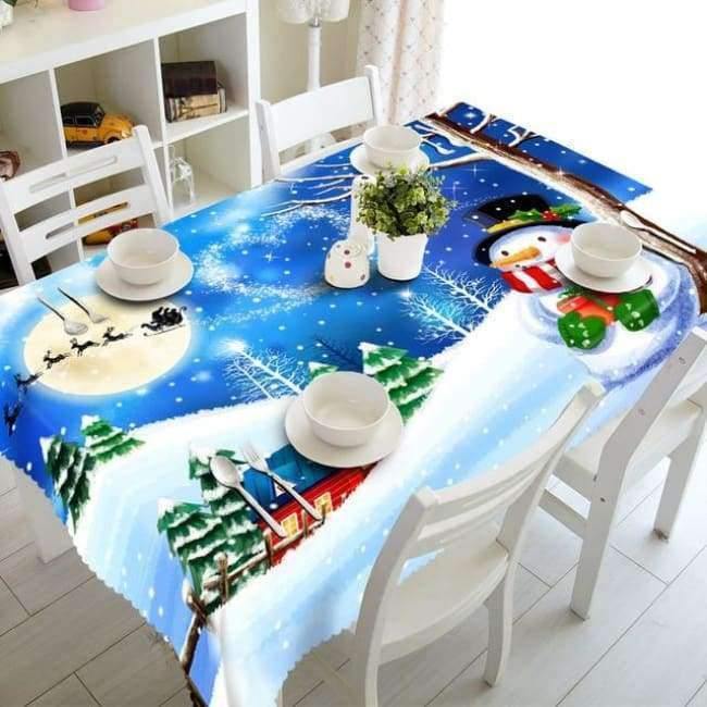 Weihnachtstischdecke Polyester Staubdichte Tischdecke X-mas Dankeschön Abendessen 3D Tischdecke Heim Party Dekor OEM Stoff