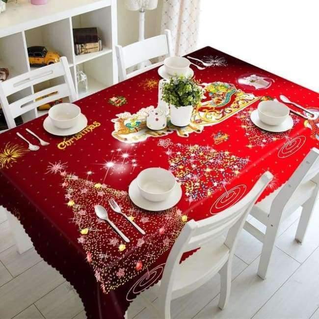 Weihnachtstischdecke Polyester Staubdichte Tischdecke X-mas Dankeschön Abendessen 3D Tischdecke Heim Party Dekor OEM Stoff
