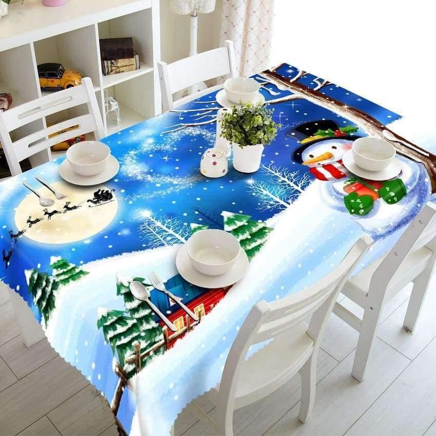 Weihnachtstischdecke Polyester Staubdichte Tischdecke X-mas Dankeschön Abendessen 3D Tischdecke Heim Party Dekor OEM Stoff