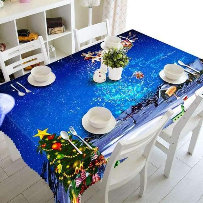 Weihnachtstischdecke Polyester Staubdichte Tischdecke X-mas Dankeschön Abendessen 3D Tischdecke Heim Party Dekor OEM Stoff
