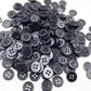 50 pieces 11/15/18/20/25/30mm black overcoat plastic button 4 holes crafting sewing PT251