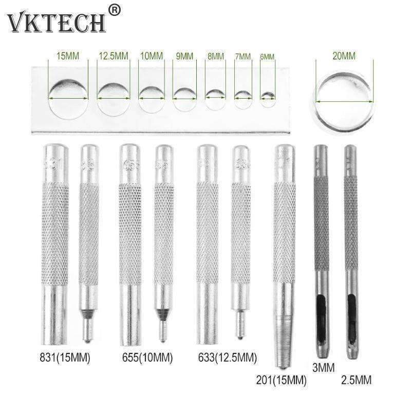 11-piece/set metal leather tools for leather punching snap fastener kit rivet set basic leather tool kit