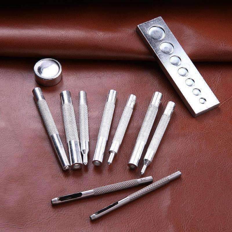 11-piece/set metal leather tools for leather punching snap fastener kit rivet set basic leather tool kit