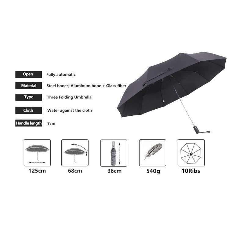 125cm Automatic Umbrella Men's Rain Women's 3-Fold Windproof Large Paraguas Men Women Large Umbrella Outdoor Parapluie