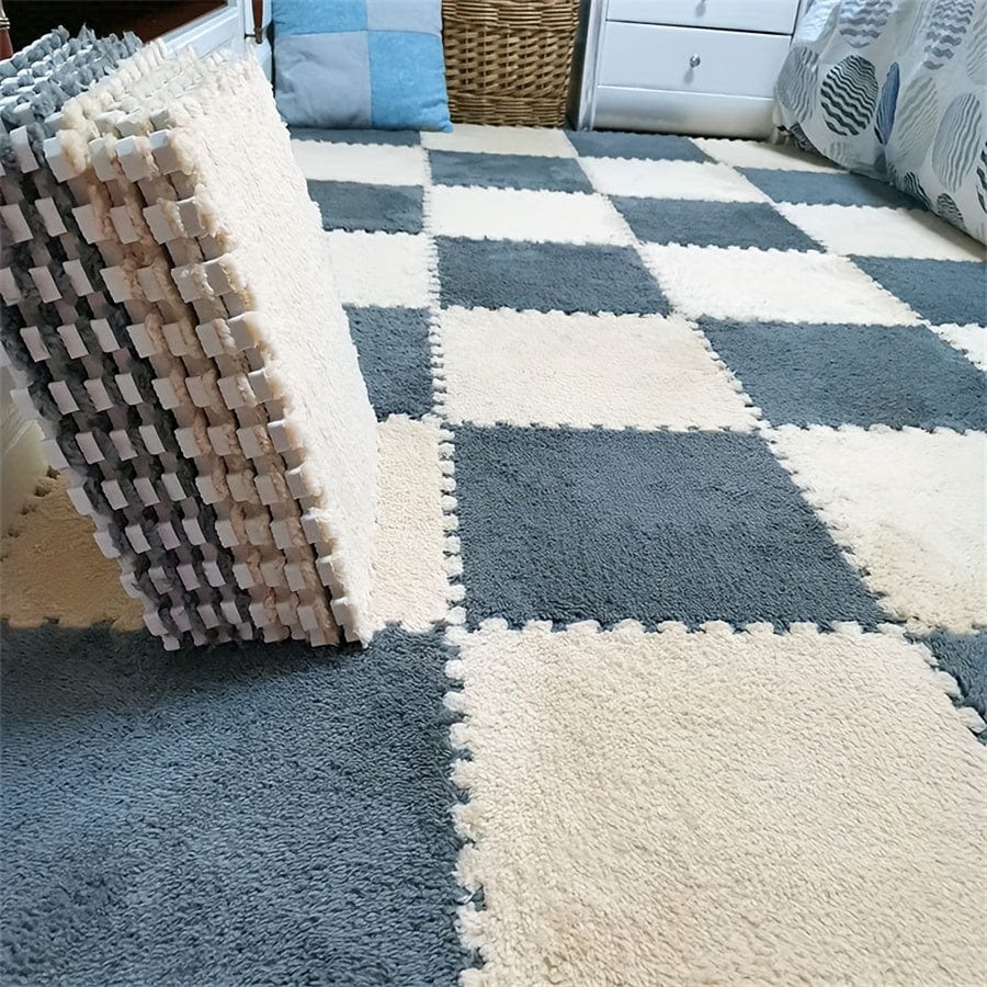 12 Stück, Kreatives Puzzle Splicing Teppich, Vollständige Stadtblock Bodenmatte, Einfarbiges quadratisches Nachttischdecke Schlafzimmermatte Fußdecke, 29,97*29,97 cm, Wohnkultur, Zimmerdekoration, Einweihungsgeschenk